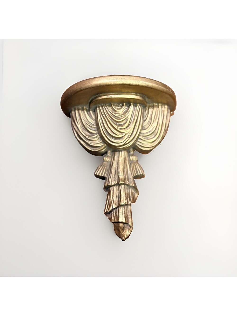 Gold Painted Wall Shelf Drape Tassel Neoclassical Wood/resin